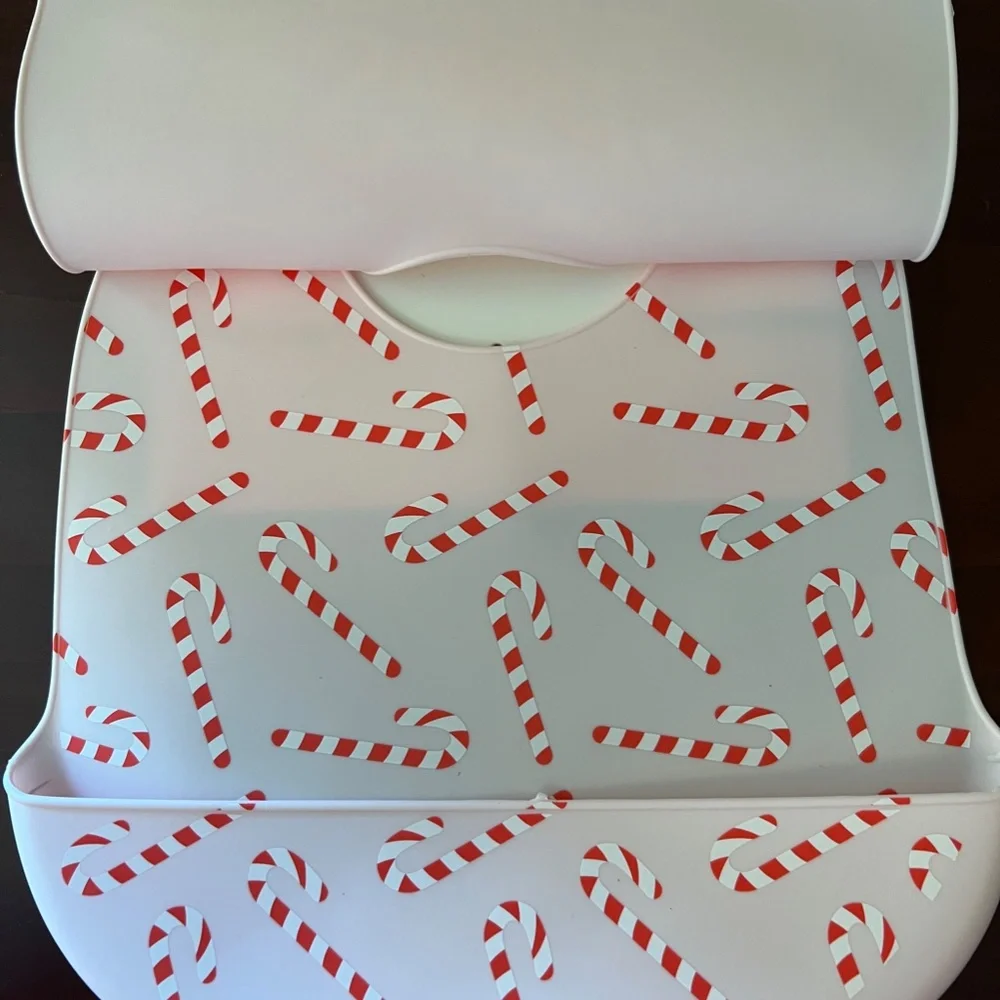 NWT Two Bibs - Sweet and Sassy Candy Cane Silicone Bib Set